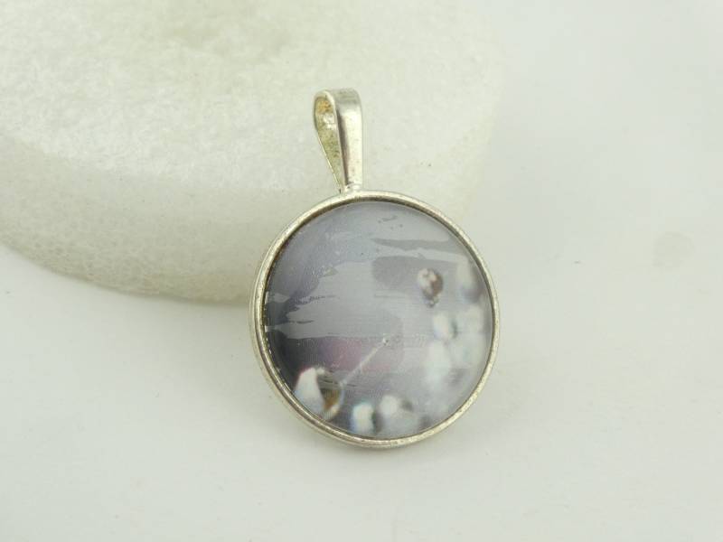 Anhänger Silber Grau Wassertropfen 25mm von GlasschmuckBirgitH