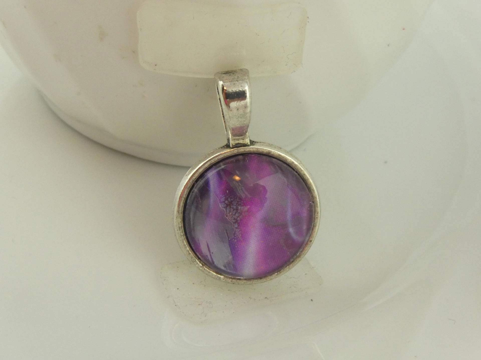 Anhänger Silber Rosa Lila Weiß 16mm Anhänger Silber Rosa Lila Weiß 16mm von GlasschmuckBirgitH