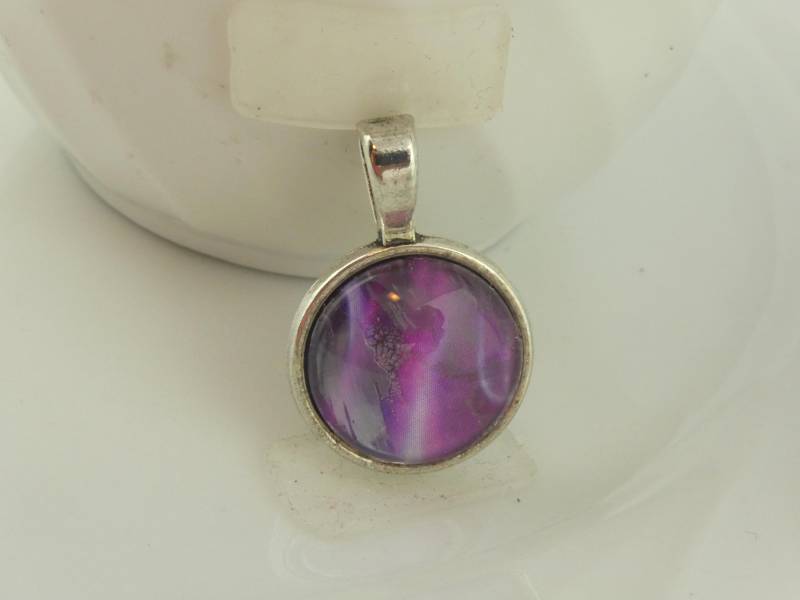 Anhänger Silber Rosa Lila Weiß 16mm von GlasschmuckBirgitH