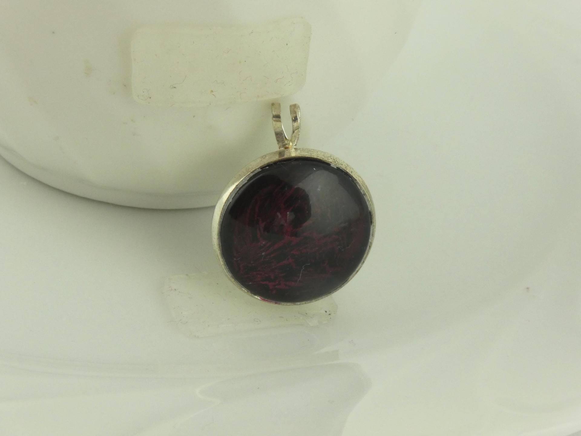 Anhänger Silber Rot Dunkelrot Weinrot 18mm von GlasschmuckBirgitH