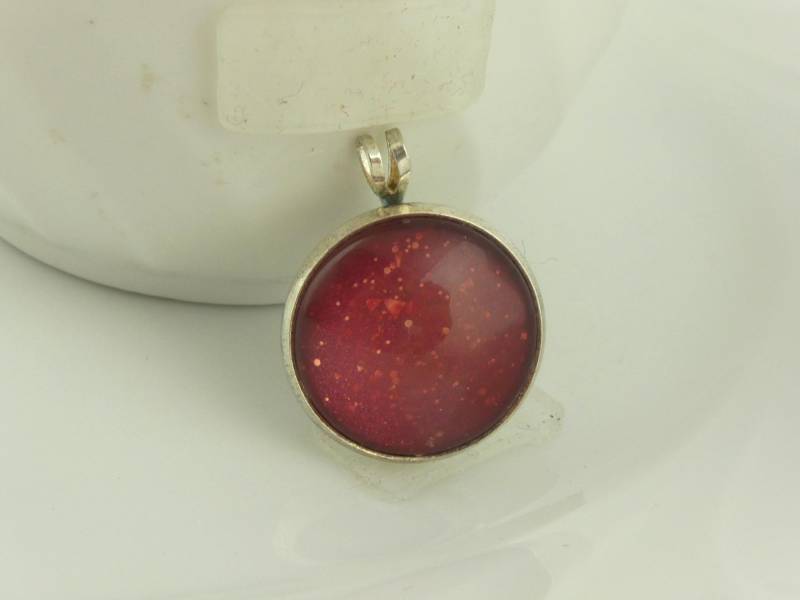 Anhänger Silber Rot Rosa 18mm von GlasschmuckBirgitH