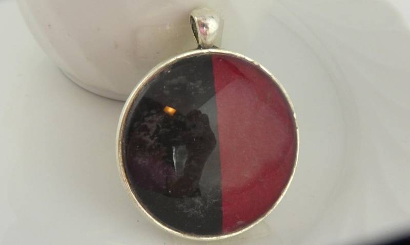 Anhänger Silber Rot Schwarz Statement 40mm von GlasschmuckBirgitH