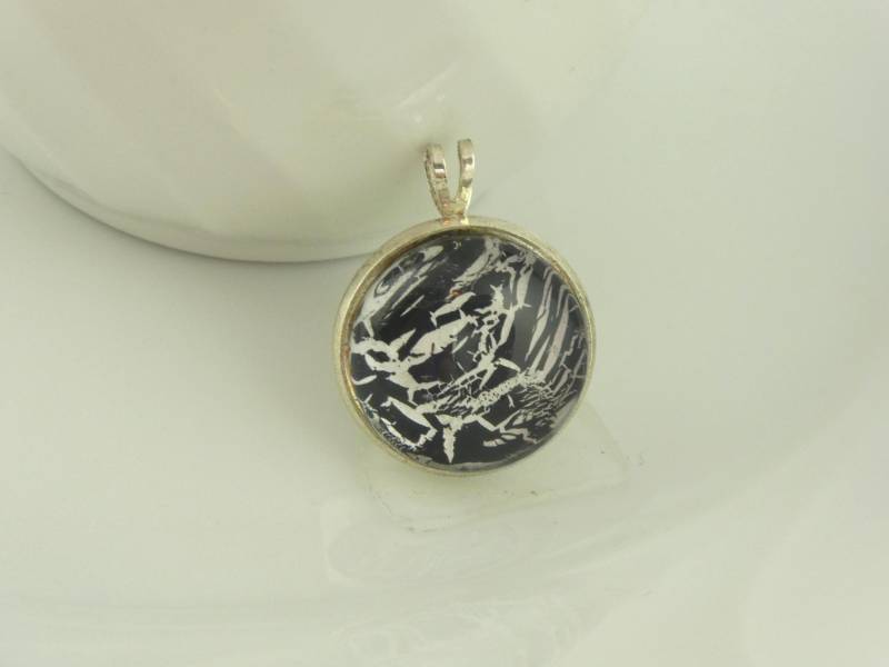 Anhänger Silber Schwarz Weiß 18mm von GlasschmuckBirgitH