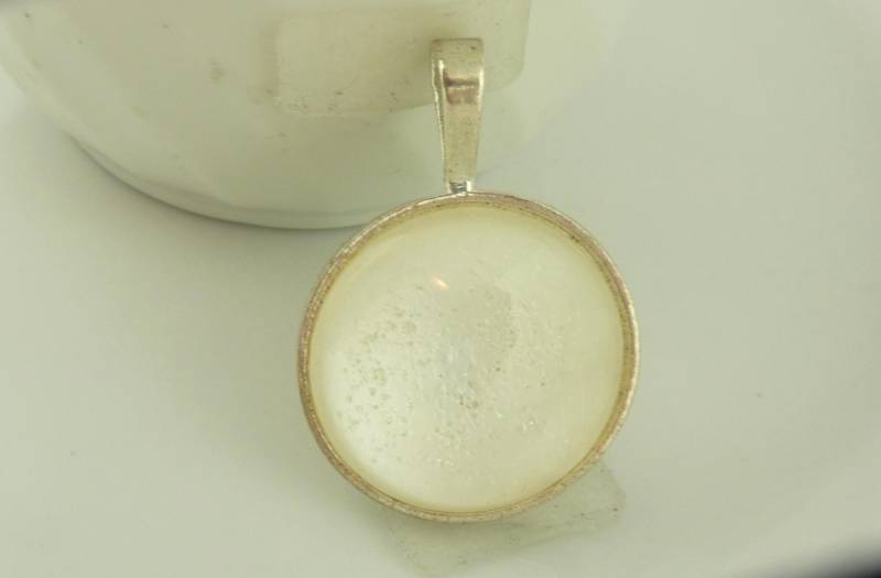 Anhänger Silber Weiß 25mm von GlasschmuckBirgitH