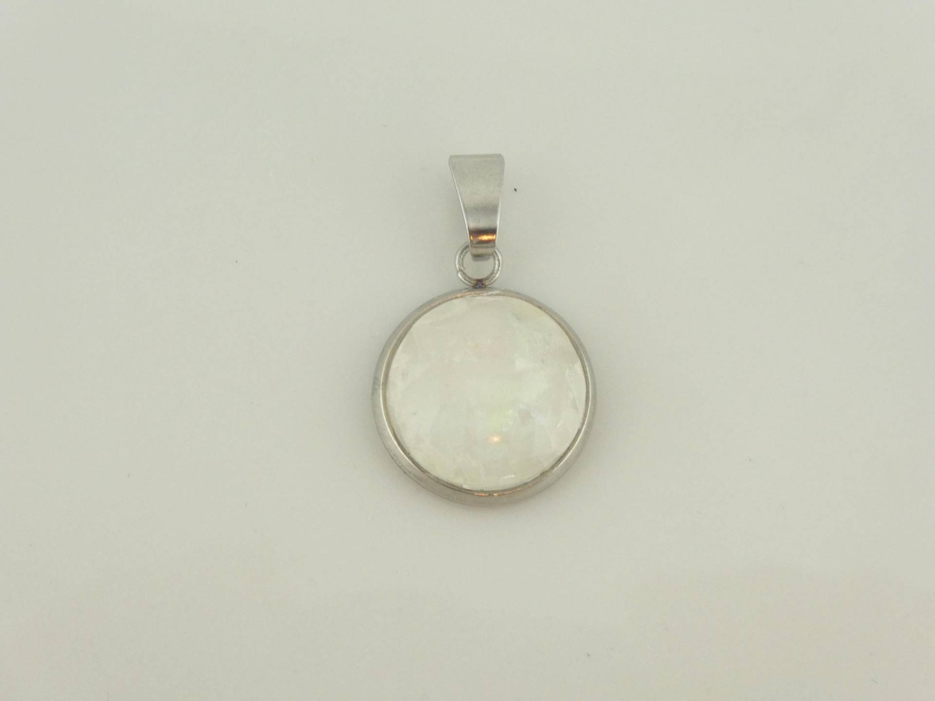Anhänger Silber Weiß Opal 12mm Edelstahl Anhänger Silber Weiß Opal 12mm Edelstahl von GlasschmuckBirgitH