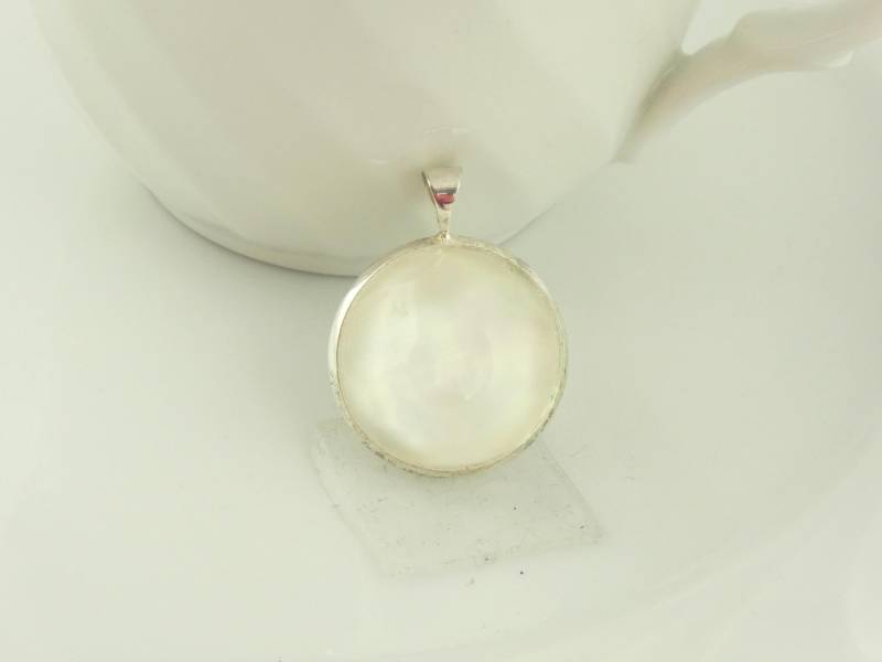 Anhänger Silber Weiß Opal 20mm von GlasschmuckBirgitH
