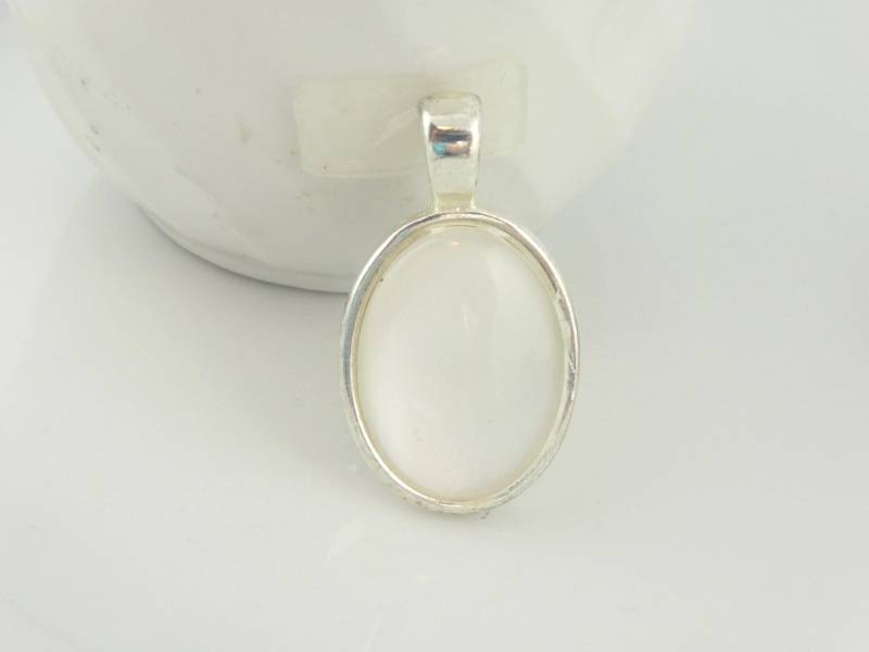 Anhänger Silber Weiß Perlmutt 25x18mm von GlasschmuckBirgitH