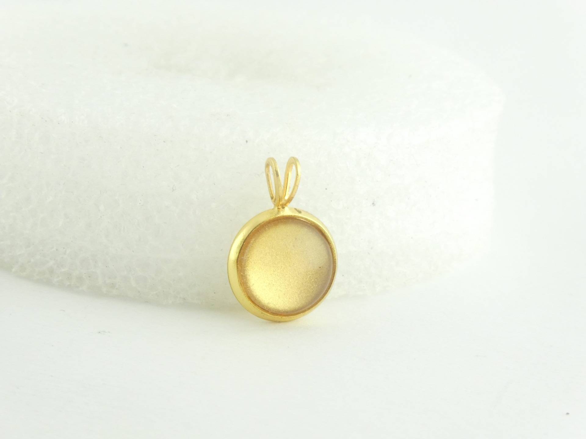 Cabochon Anhänger Gold Minimalistisch Rund 10mm, Anhänger Vergoldet, Geschenk von GlasschmuckBirgitH