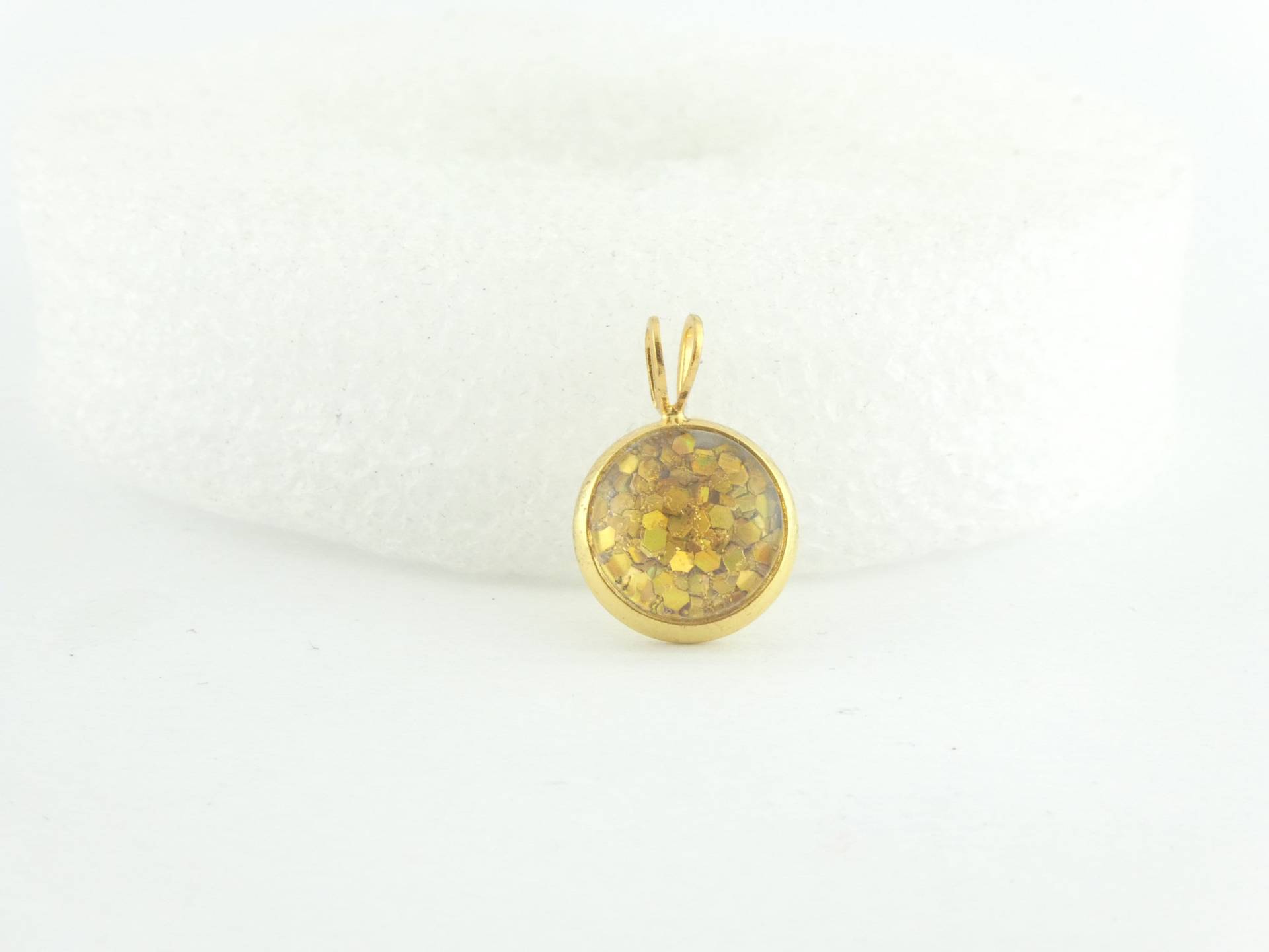 Cabochon Anhänger Gold Minimalistisch Rund 10mm, Geschenk Schwester, Mama von GlasschmuckBirgitH