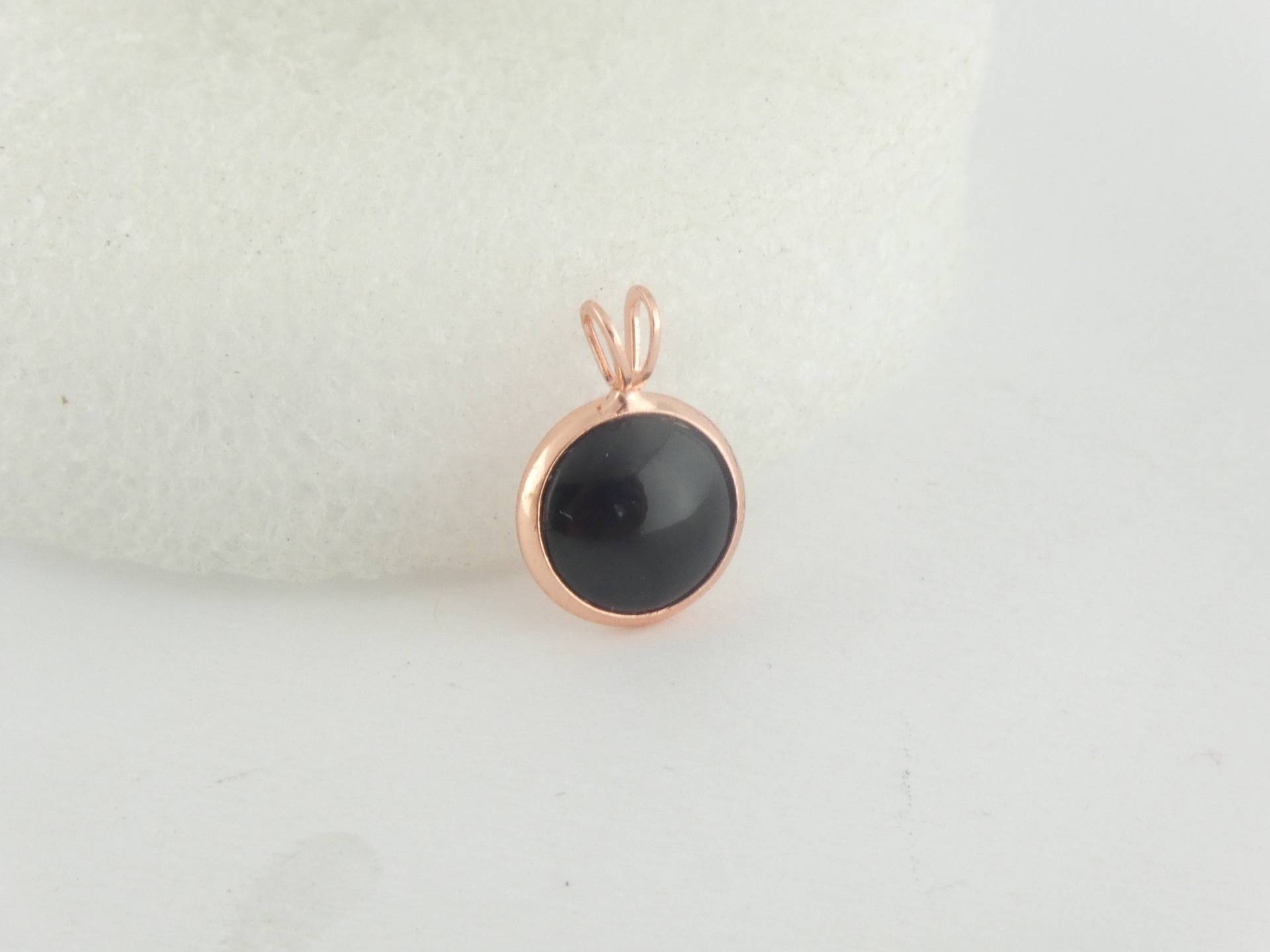 Cabochon Anhänger Rosegold-Schwarz Minimalistisch Rund 10mm, Geschenk von GlasschmuckBirgitH