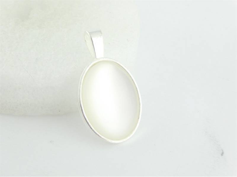 Anhänger Silber Weiß Perlmutt Opal 25x18mm von GlasschmuckBirgitH