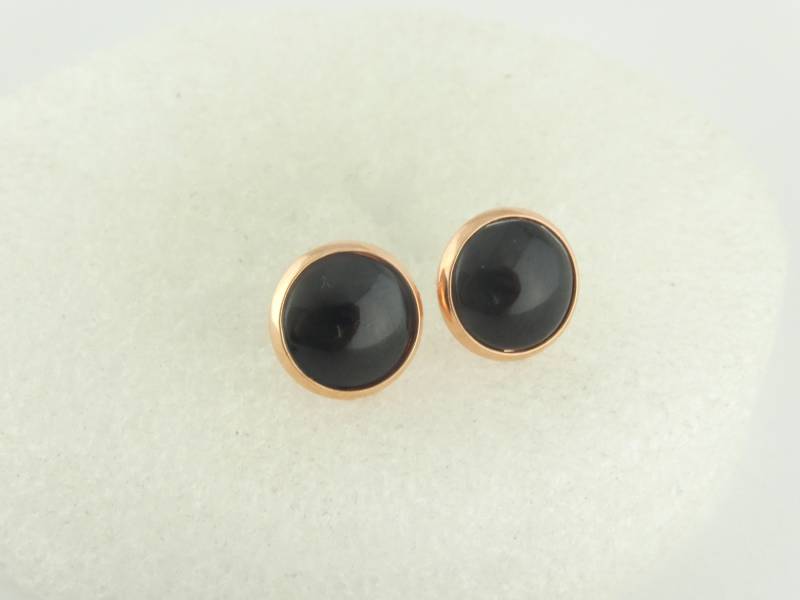 Ohrstecker Ohrringe Rosegold Schwarz 10mm Edelstahl von GlasschmuckBirgitH