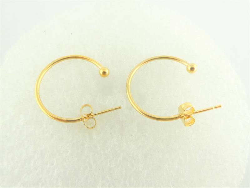 Creolen Ohrringe Ohrstecker Gold C Form 20mm Edelstahl von GlasschmuckBirgitH