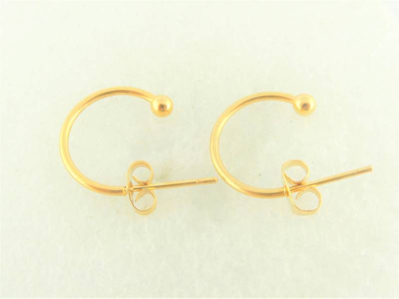 Creolen Ohrringe Ohrstecker Gold C Form 15mm Edelstahl von GlasschmuckBirgitH
