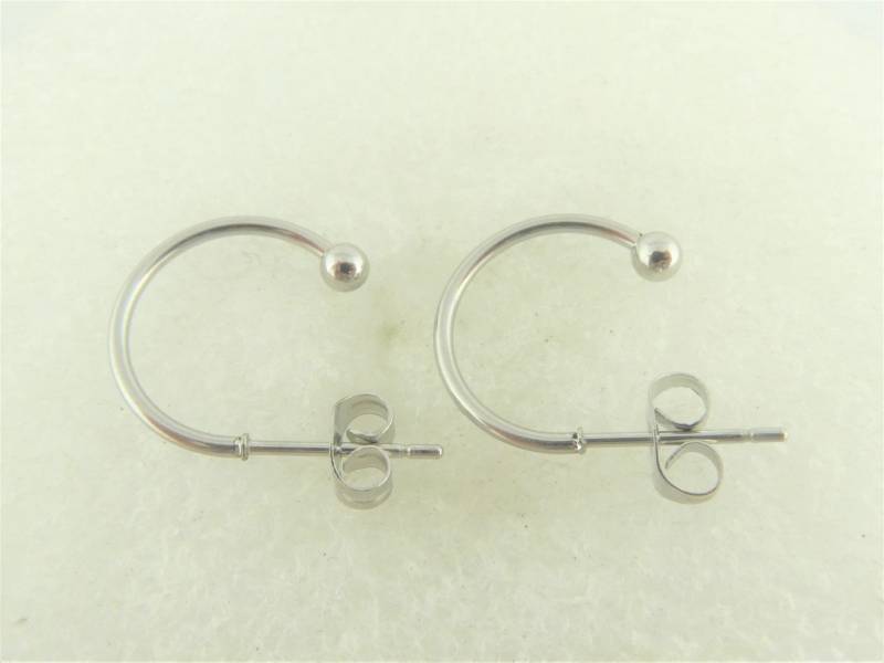 Creolen Ohrringe Ohrstecker Silber C Form 15mm Edelstahl von GlasschmuckBirgitH