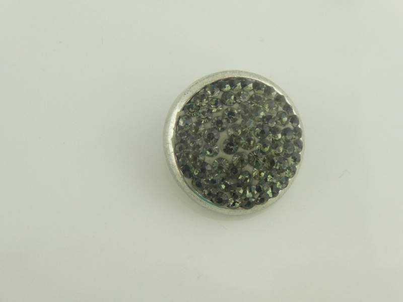 Druckknopf Chunk Metall Silber Grau Kristall von GlasschmuckBirgitH