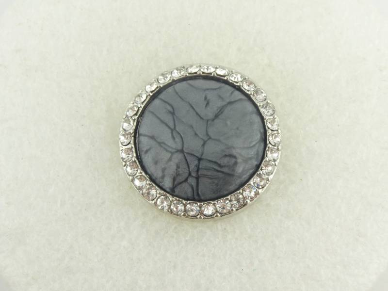 Druckknopf Chunk Metall Silber Grau Meliert Kristall Statement, Ring, Armband, Kette, Geschenk von GlasschmuckBirgitH