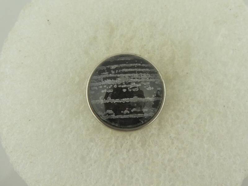 Druckknopf Chunk Metall Silber Grau Schwarz Streifen von GlasschmuckBirgitH