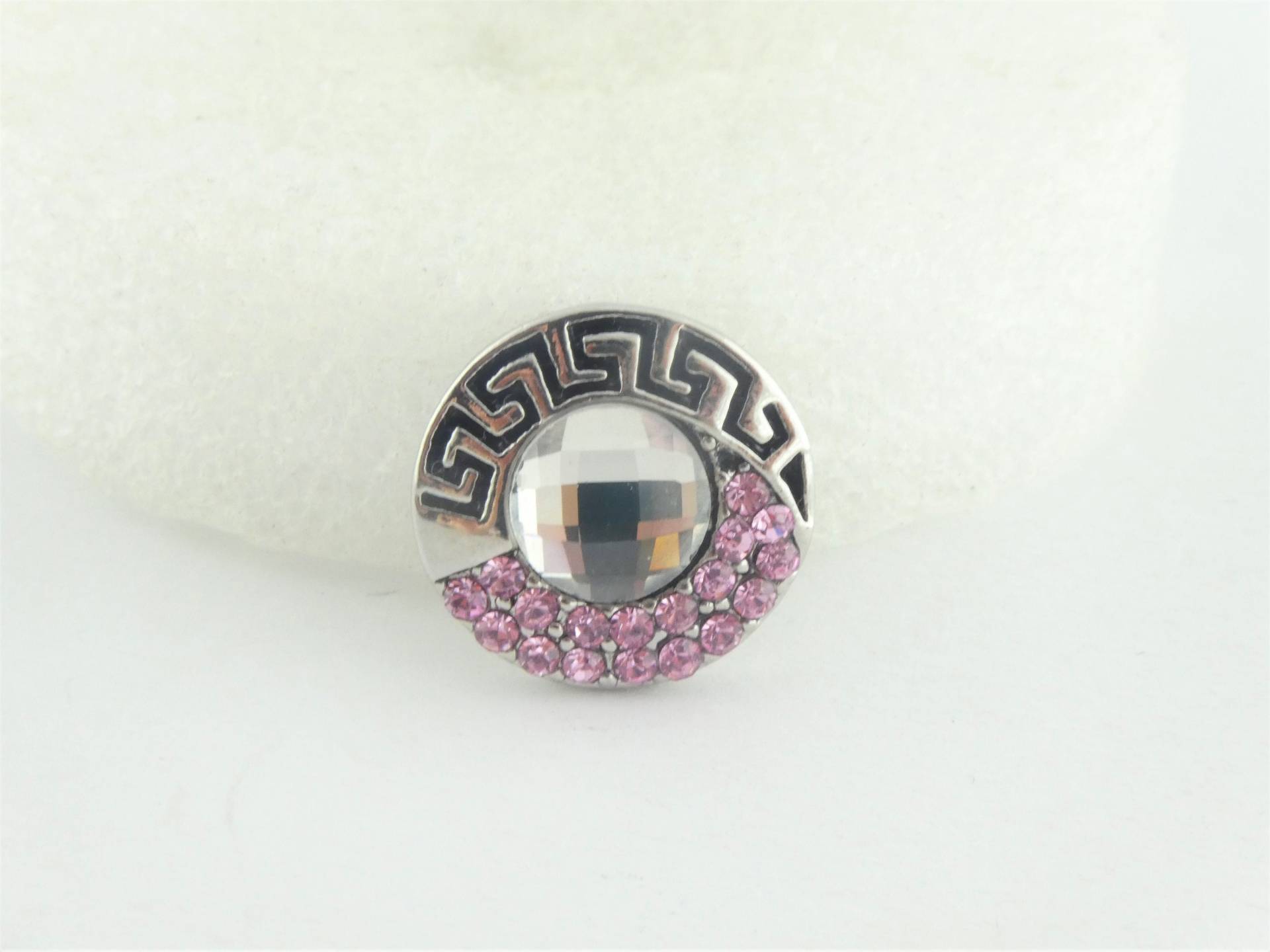 Druckknopf Chunk Metall Silber Rosa Kristall Druckknopf Chunk Metall Silber Rosa Kristall von GlasschmuckBirgitH