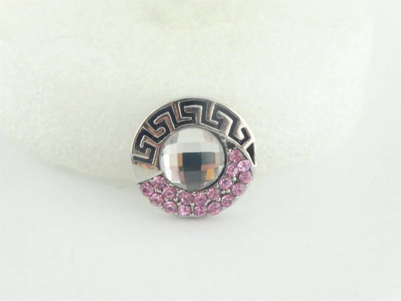 Druckknopf Chunk Metall Silber Rosa Kristall Druckknopf Chunk Metall Silber Rosa Kristall von GlasschmuckBirgitH