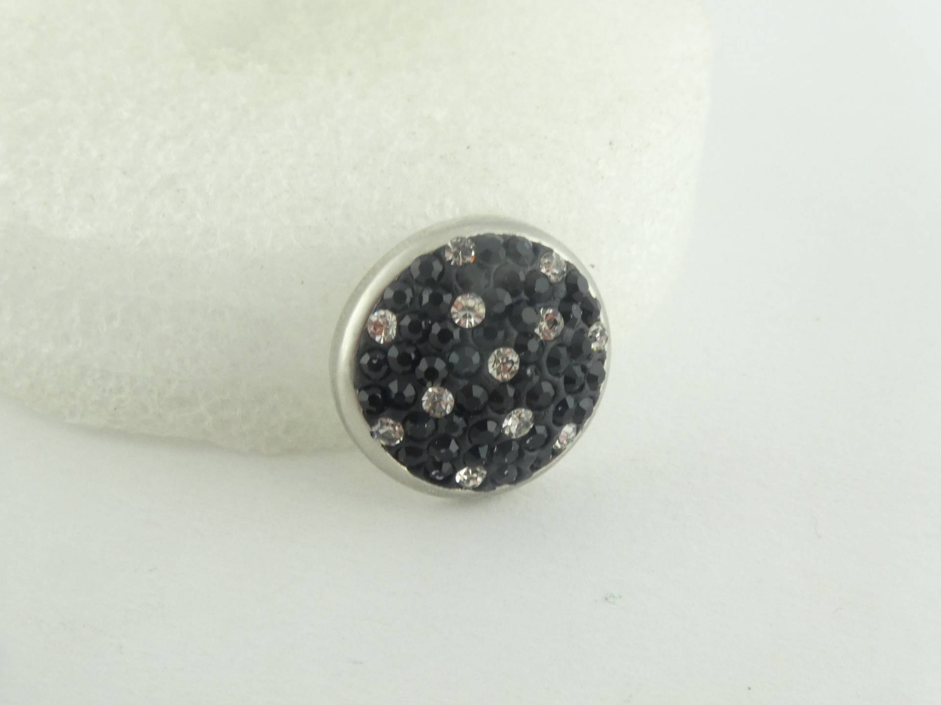 Druckknopf Chunk Metall Silber Schwarz Kristall Druckknopf Chunk Metall Silber Schwarz Kristall von GlasschmuckBirgitH