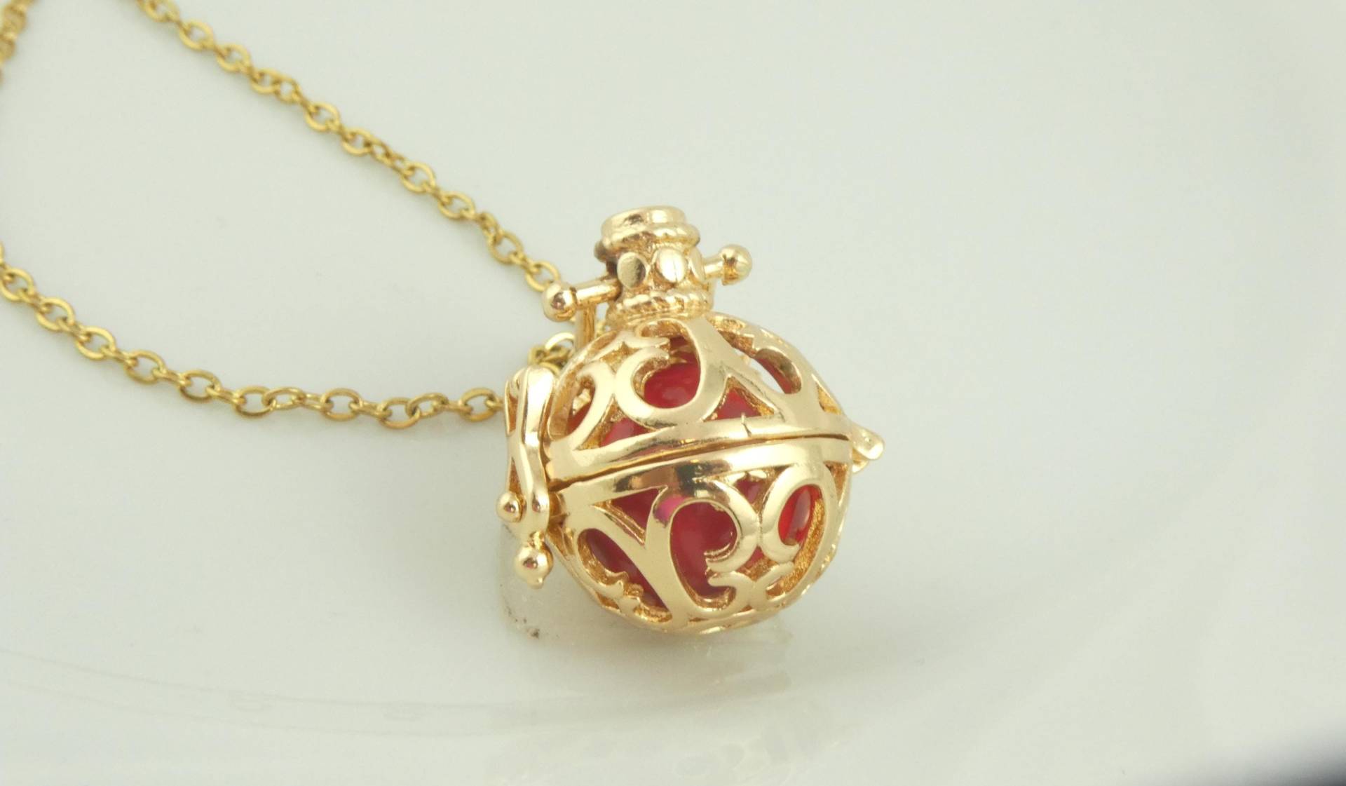 Kette Halskette Gold Engelsrufer Mit Wunsch Klangkugel Edelstahl Kette Halskette Gold Engelsrufer Mit Wunsch Klangkugel Edelstahl von GlasschmuckBirgitH