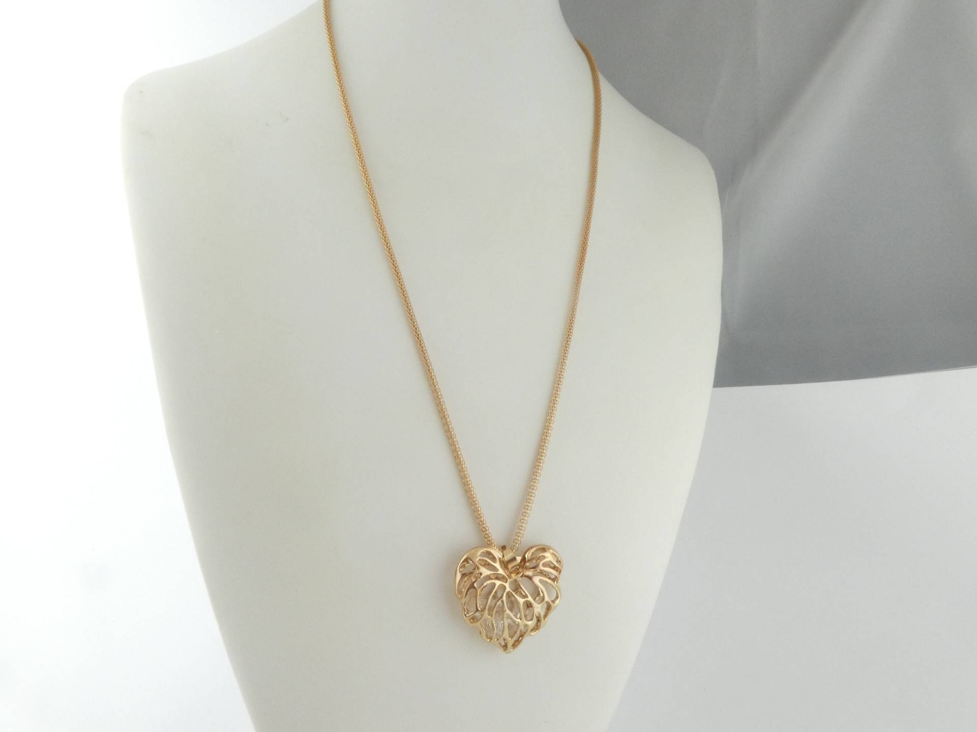 Kette Halskette Gold Kristall Herz von GlasschmuckBirgitH