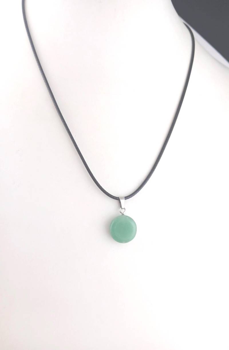 Kette Halskette Silber Schwarz Grün Aventurin Kreis von GlasschmuckBirgitH