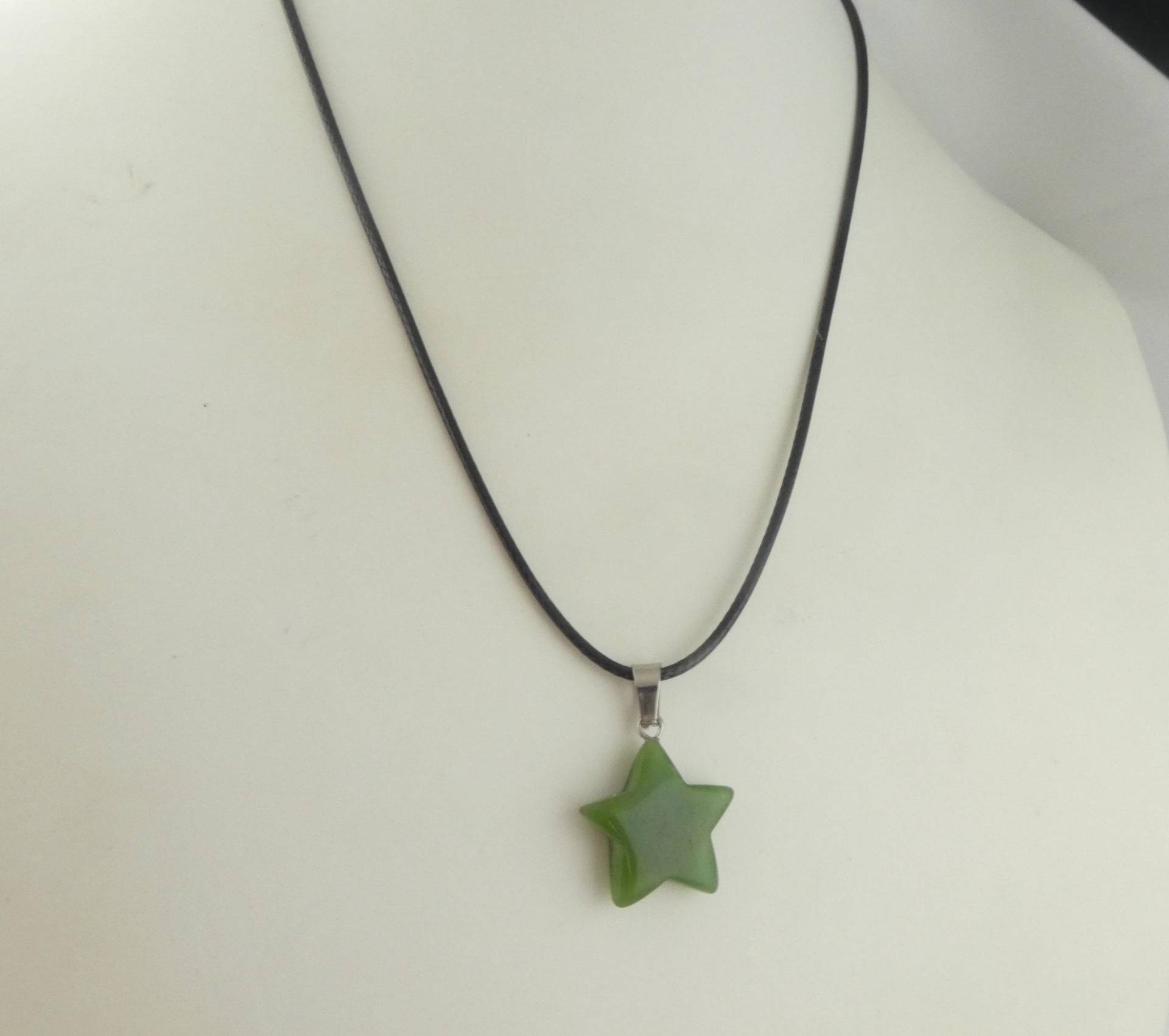 Kette Halskette Silber Schwarz Grün Chrysopras Stern Kette Halskette Silber Schwarz Grün Chrysopras Stern von GlasschmuckBirgitH