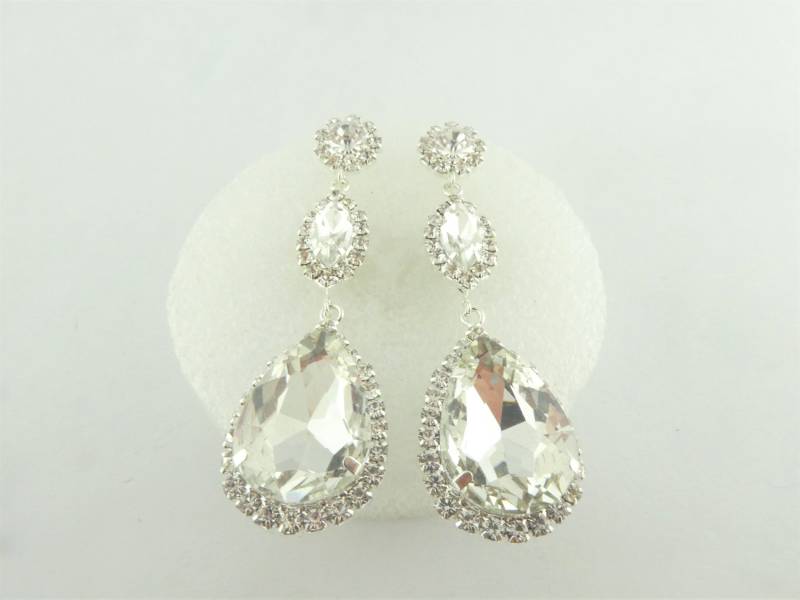 Ohrringe Ohrhänger Ohrstecker Silber Kristall Tropfen Statement von GlasschmuckBirgitH