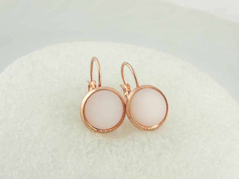 Ohrringe Ohrhänger Rosegold Weiß Matt Polaris 10mm Edelstahl Ohrringe Ohrhänger Rosegold Weiß Matt Polaris 10mm Edelstahl von GlasschmuckBirgitH