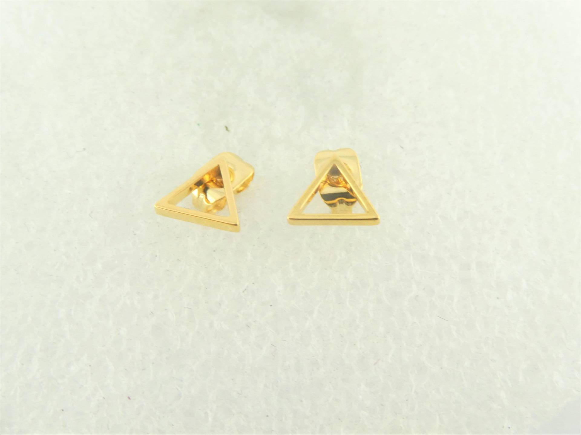 Ohrstecker Ohrringe Gold Dreieck Minimalistisch 6mm Glänzend Edelstahl, Geschenk von GlasschmuckBirgitH