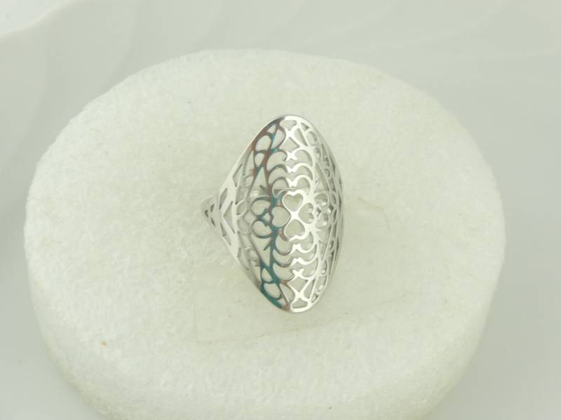 Ring Silber Dünn Verstellbar Statement Edelstahl von GlasschmuckBirgitH