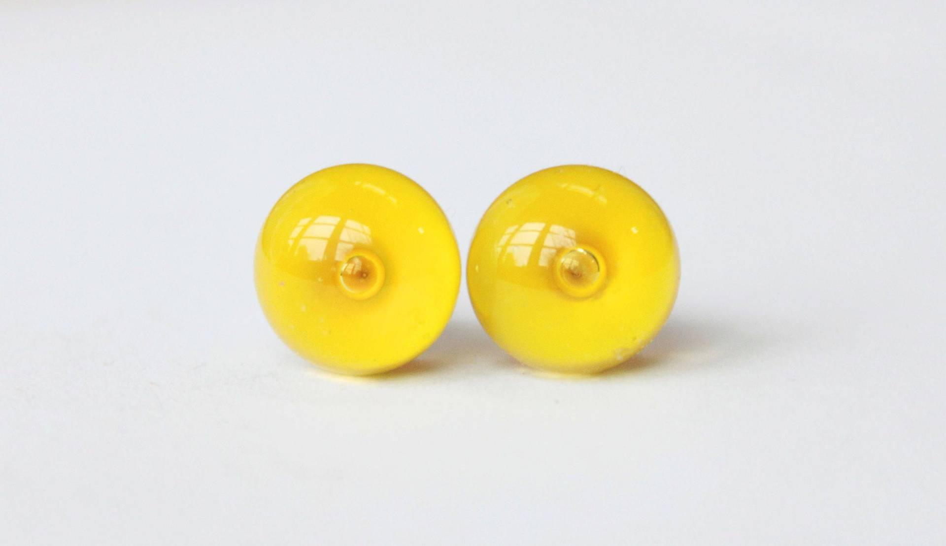 Gelbe Lampwork Glas Ohrstecker Sterlingsilber Schmuck Gelbe Lampwork Glas Ohrstecker Sterlingsilber Schmuck von Glassistudio