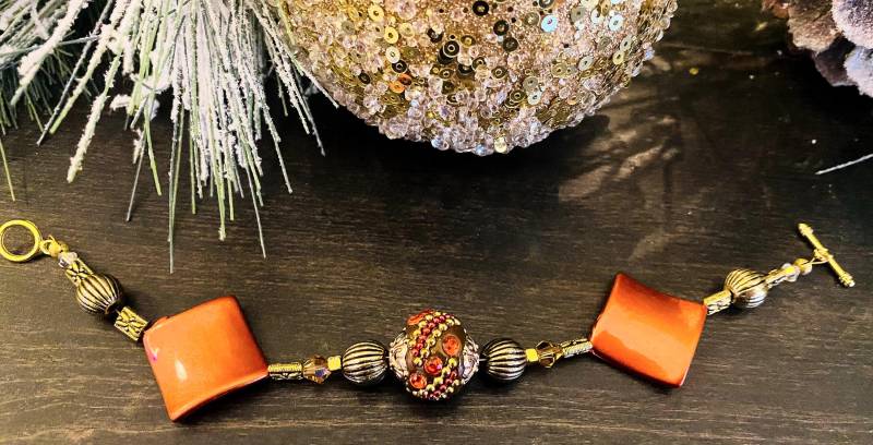 Armband Perlen Acrylglas Kristall Bernstein Aus Meiner Kollektion "Winter Inspirations" von GlassworkReflections