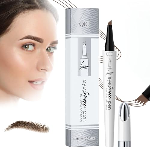 Augenbrauenstift Härchenzeichnung, Wasserdichter 3D Microblading Eyebrow Pencil Magischer Augenbrauenstift mit 4 Gabelspitze, Natürliche Formgebung der Augenbraue (Hellbraun) von GlauStalos