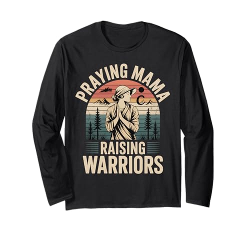 Praying Mama Raising Warriors - Langarmshirt von Glaube Familiengebet Mütter