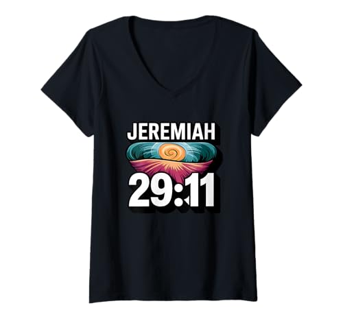 Damen Jeremiah 29 11 Vertrauen Hoffnung Christlich T-Shirt mit V-Ausschnitt von Glaube Hoffnung Vertrauen Christlich