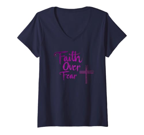 Damen Glaube über Angst Jesus T-Shirt mit V-Ausschnitt Damen Glaube über Angst Jesus T-Shirt mit V-Ausschnitt von Glaube über Angstzone