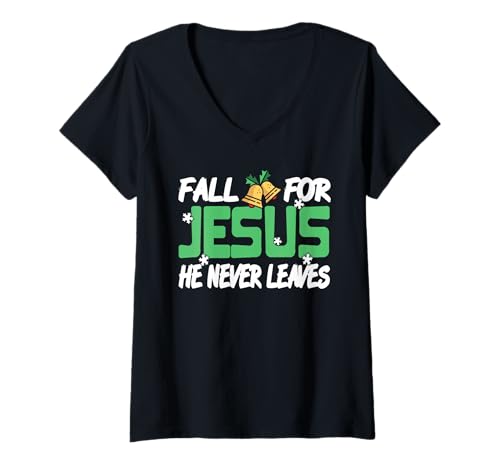 Damen Für Jesus Fallen er bleibt für Immer T-Shirt mit V-Ausschnitt Damen Für Jesus Fallen er bleibt für Immer T-Shirt mit V-Ausschnitt von Glaube und Humor zur Feiertagszeit
