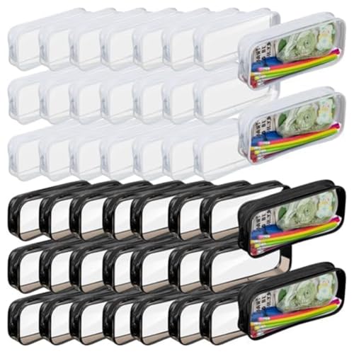 Glayent 50 Stück Transparente Federmäppchen, Transparentes Federmäppchen, Transparente Bleistifttasche Aus PVC mit Reißverschluss, Große -Kulturtasche, Make-Up-, Langlebig, Einfach Anzubri von Glayent