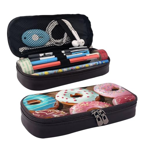 GlbnSHeric Federmäppchen, einziehbar, Echo-Formen und Kreise, Stiftetasche, Schreibwarenetui mit Reißverschluss, Stifthalter, ästhetische Federmäppchen für Büroarbeit, 9 × 20 cm, Donuts, von GlbnSHeric