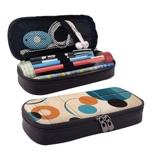 GlbnSHeric Federmäppchen, einziehbar, Echo-Formen und Kreise, Stiftetasche, Schreibwarenetui mit Reißverschluss, Stifthalter, ästhetische Federmäppchen für Büroarbeit, 9 × 20 cm, Echo-Formen und von GlbnSHeric