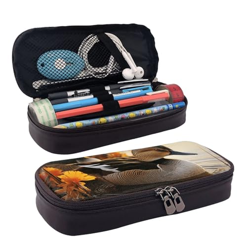 GlbnSHeric Federmäppchen, einziehbar, Echo-Formen und Kreise, Stiftetasche, Schreibwarenetui mit Reißverschluss, Stifthalter, ästhetische Federmäppchen für Büroarbeit, 9 × 20 cm, Ente am See, von GlbnSHeric