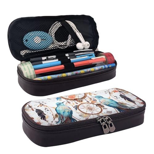 GlbnSHeric Federmäppchen, einziehbar, Echo-Formen und Kreise, Stiftetasche, Schreibwarenetui mit Reißverschluss, Stifthalter, ästhetische Federmäppchen für Büroarbeit, 9 × 20 cm, Traumfänger und von GlbnSHeric