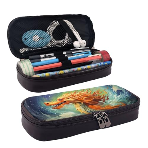 GlbnSHeric Federmäppchen, einziehbar, Motiv: Drache, Ölgemälde, Stiftetasche, Schreibwarenetui mit Reißverschluss, Stifthalter, ästhetisches Federmäppchen für Büroarbeit, 9 × 20 cm, Drachen-Ölgemälde, GlbnSHeric Federmäppchen, einziehbar, Motiv: Drache, Ölgemälde, Stiftetasche, Schreibwarenetui mit Reißverschluss, Stifthalter, ästhetisches Federmäppchen für Büroarbeit, 9 × 20 cm, Drachen-Ölgemälde, von GlbnSHeric