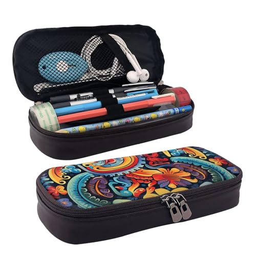GlbnSHeric Federmäppchen, einziehbar, Pilze und Schmetterlinge, Stiftetasche, Schreibwarenetui mit Reißverschluss, Stifthalter, ästhetische Federmäppchen für Büroarbeit, 9 × 20 cm, Mexikanisch, von GlbnSHeric