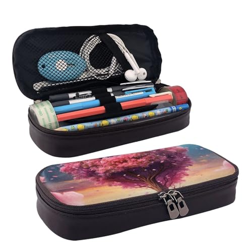 GlbnSHeric Federmäppchen, einziehbar, cooles American Football-Federmäppchen, Schreibwarenetui mit Reißverschluss, Stifthalter, ästhetische Federmäppchen für Büroarbeit, 9 × 20 cm, Bunter Herzbaum, von GlbnSHeric