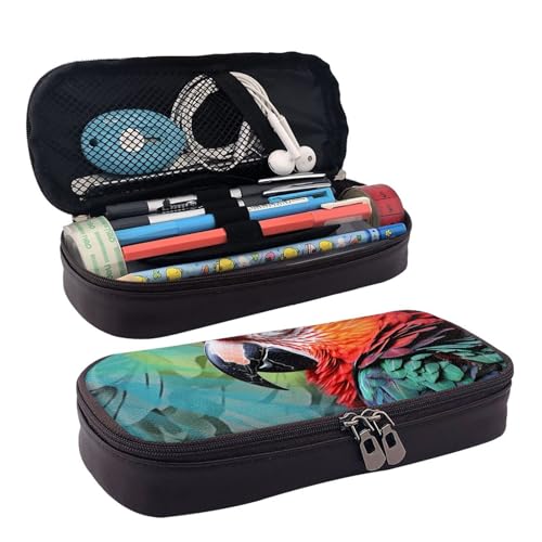 GlbnSHeric Federmäppchen, einziehbar, cooles American Football-Federmäppchen, Schreibwarenetui mit Reißverschluss, Stifthalter, ästhetische Federmäppchen für Büroarbeit, 9 × 20 cm, Bunter Papagei, von GlbnSHeric