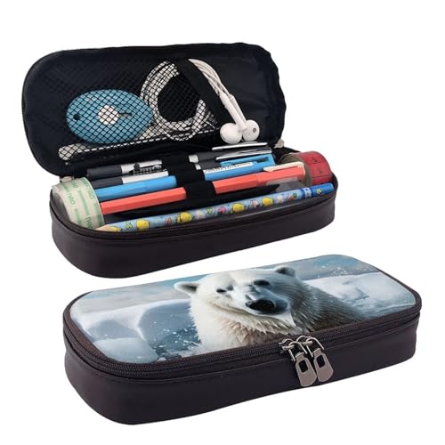 GlbnSHeric Federmäppchen, einziehbar, cooles American Football-Federmäppchen, Schreibwarenetui mit Reißverschluss, Stifthalter, ästhetische Federmäppchen für Büroarbeit, 9 × 20 cm, Cool Animal White von GlbnSHeric